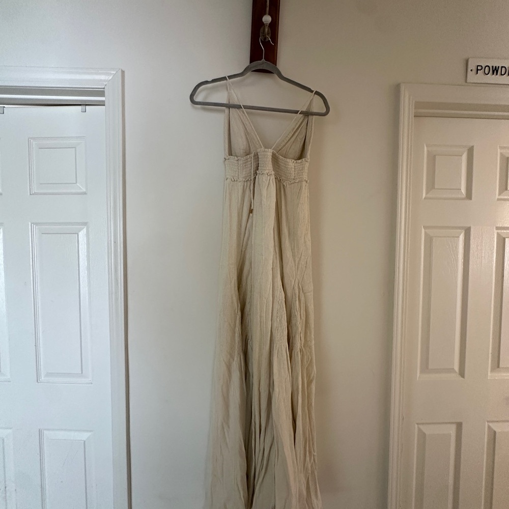 Cream Maxi Dress with Spaghetti Straps for Brides